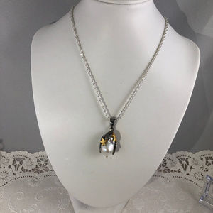 Fantastic Baroque 21x12mm Pearl 925 Silver Pendant